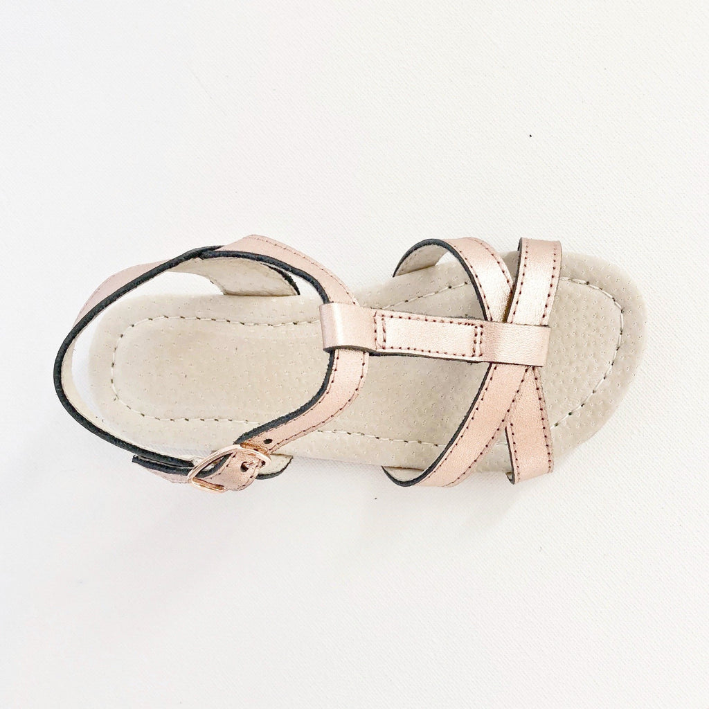 Leather Kids Sandals with Buckle Australian summer sandals salt water sandals tan Pink Rose gold  leather toddler